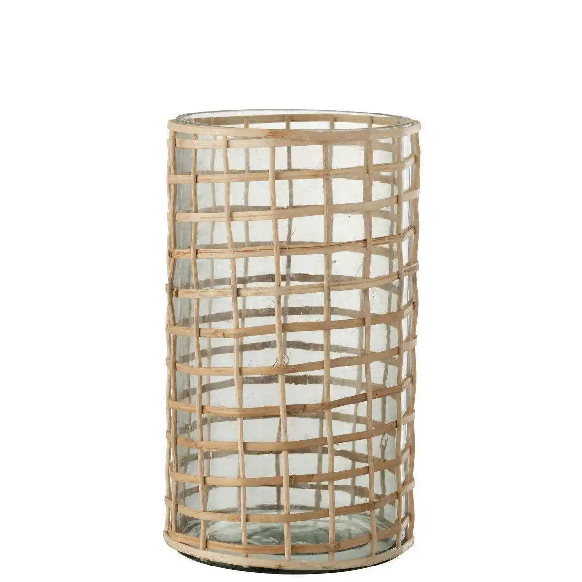 J-Line windlicht Violet - glas/riet - naturel - large - HomeDesign Knaus