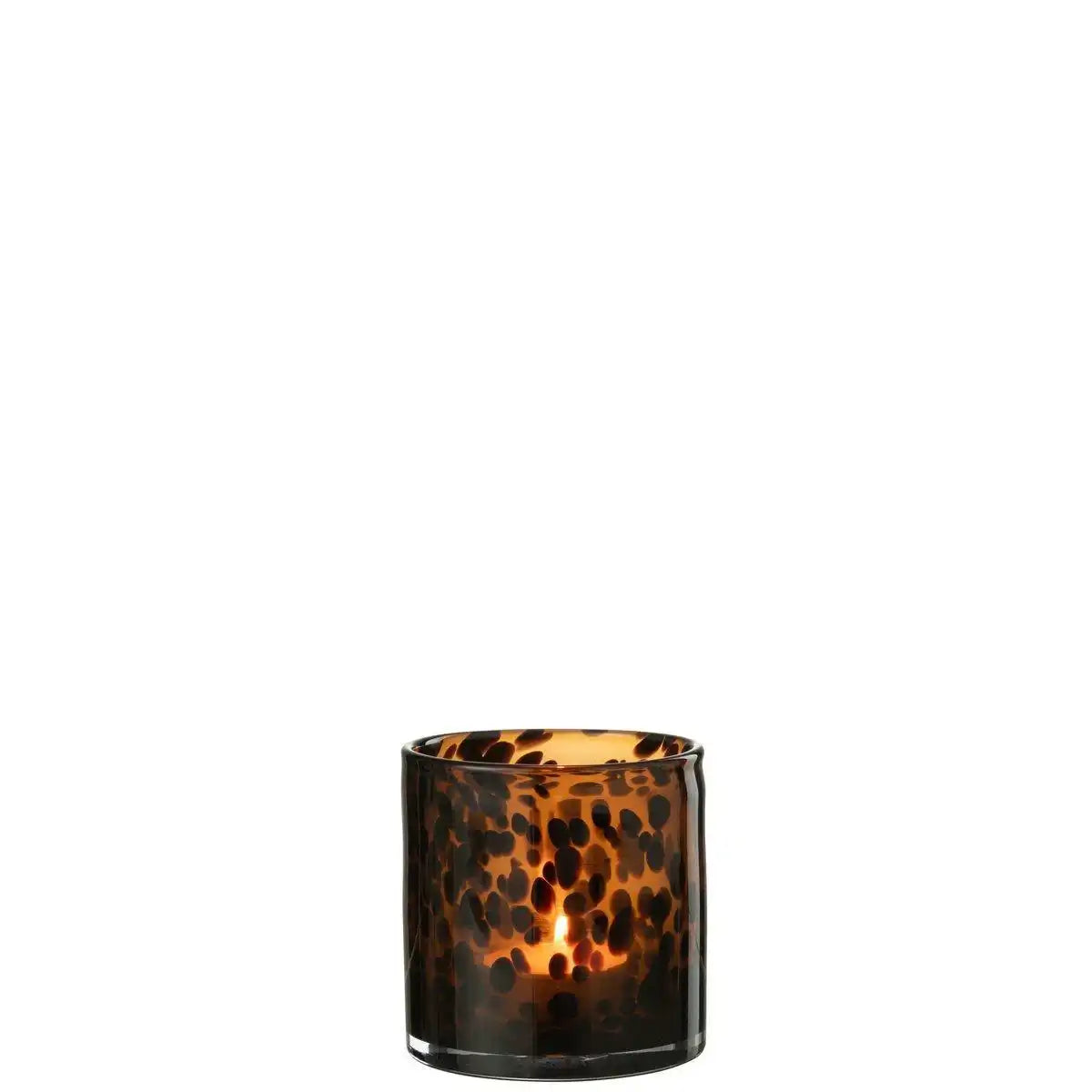 J-Line Windlight Cil Dots Glas Braun/Schwarz Klein - HomeDesign Knaus
