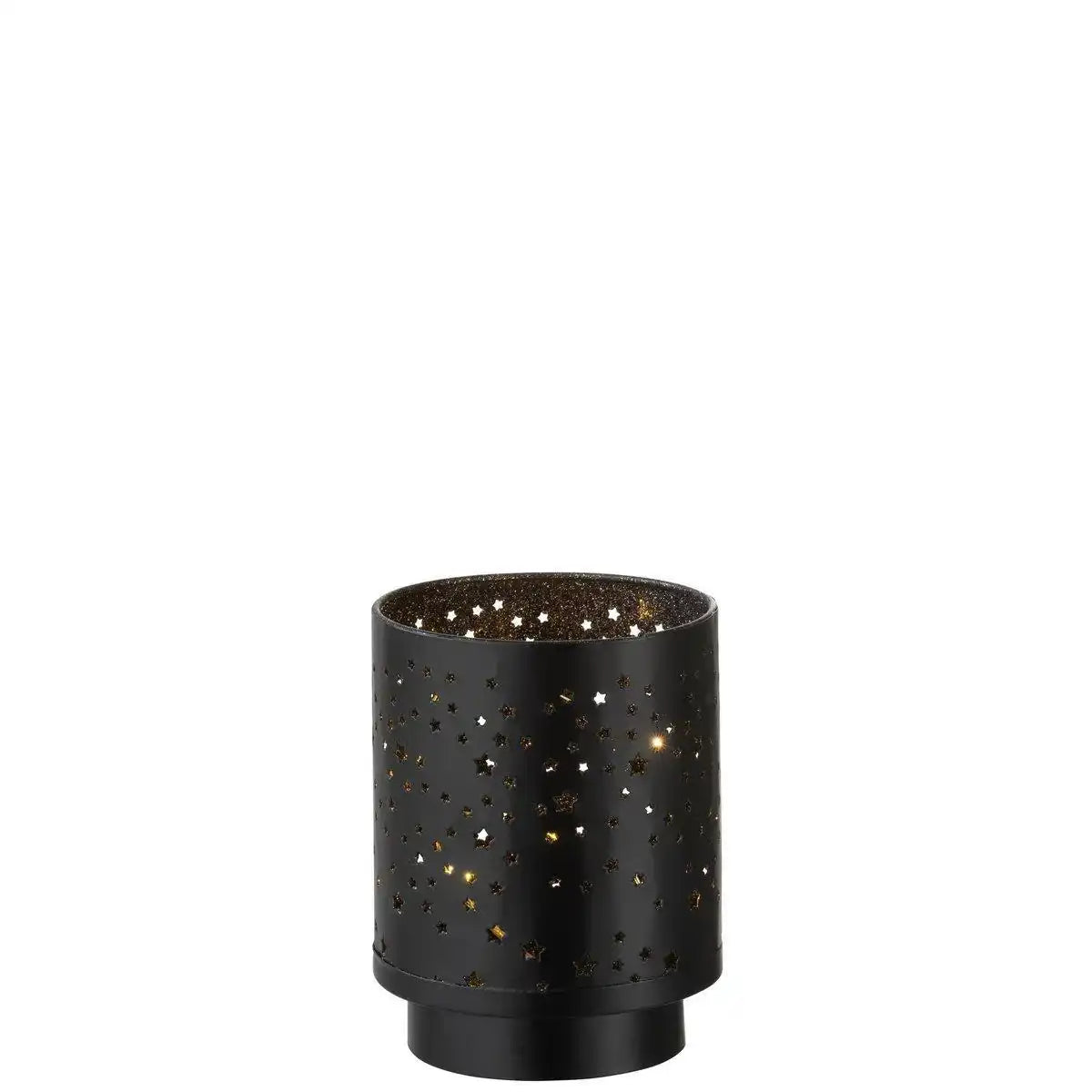 J-Line Windlight+Led Metall Schwarz/Silber Groß - HomeDesign Knaus