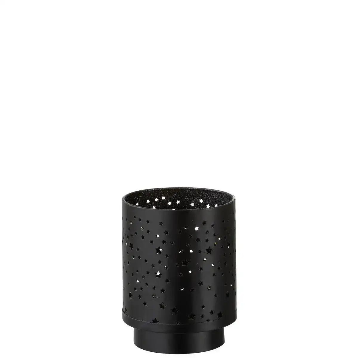 J-Line Windlight+Led Metall Schwarz/Silber Groß - HomeDesign Knaus