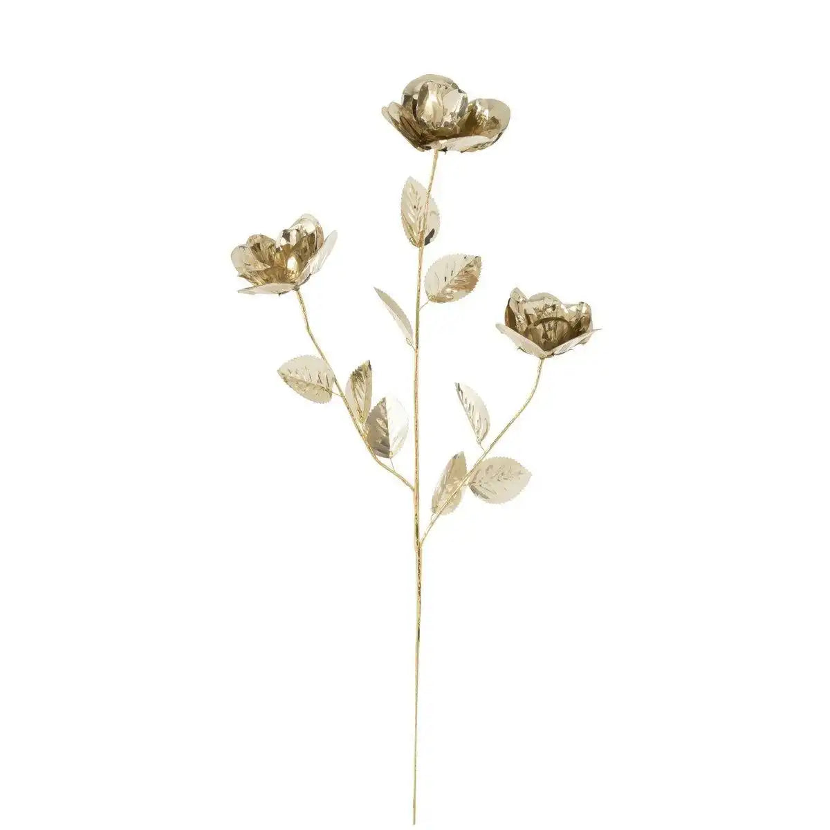 J-Line Zweig 3 Blumen+Blätter Kunststoff Gold - HomeDesign Knaus