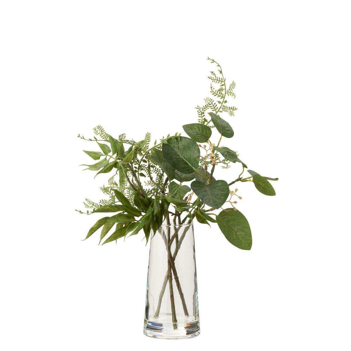 J-Line Zweige in Vase + künstliches Wasser aus Kunststoff, grün - HomeDesign Knaus