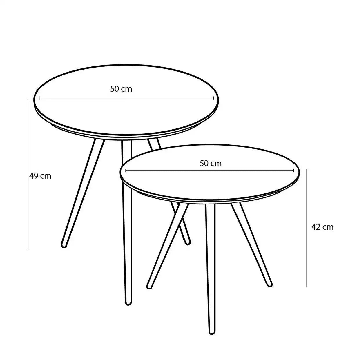 Jailey Beistelltisch – 2er-Set – H49 x Ø50 cm – Recyceltes Holz – Braun - HomeDesign Knaus