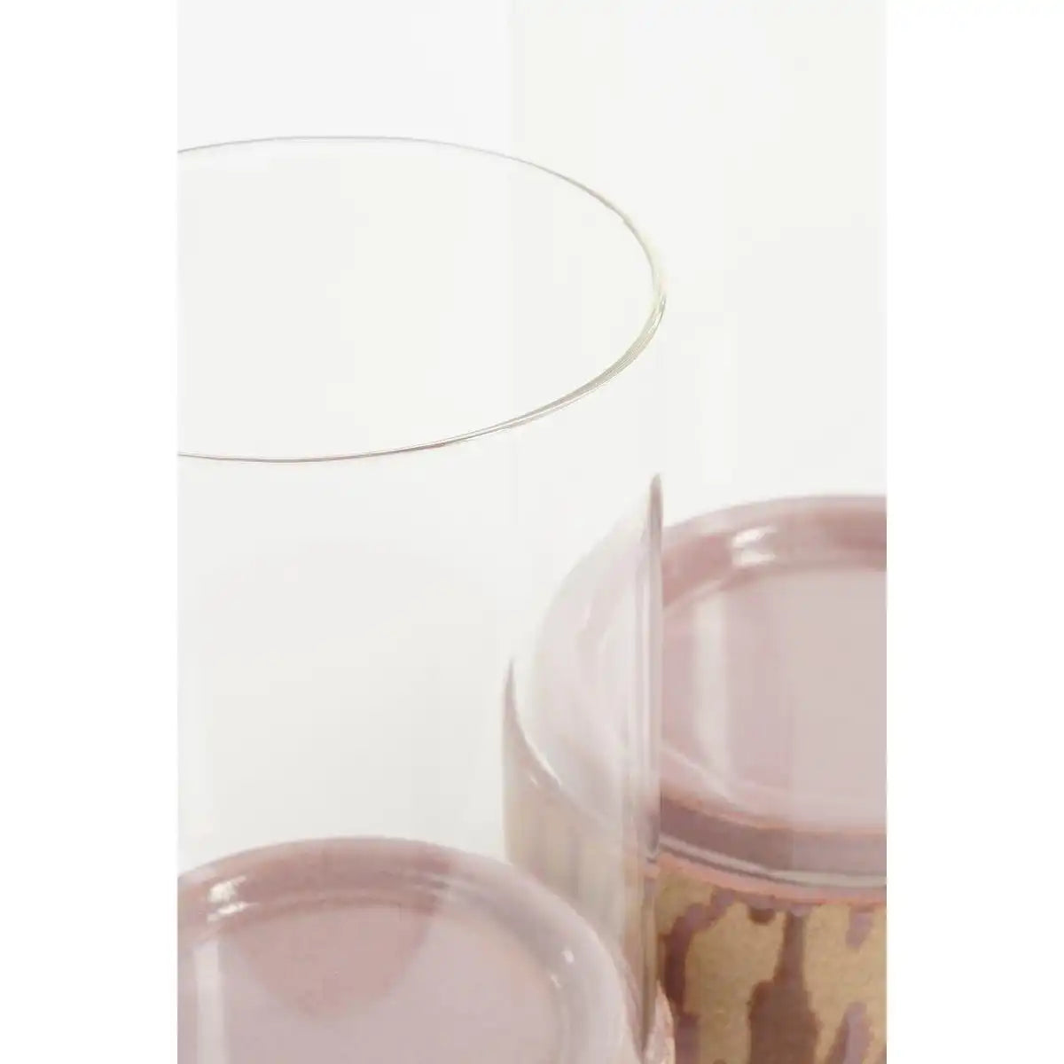 Javi Kerzenhalter – 2er-Set – H35 x Ø19 cm – Keramik, Glas – Rosa, Beige - HomeDesign Knaus