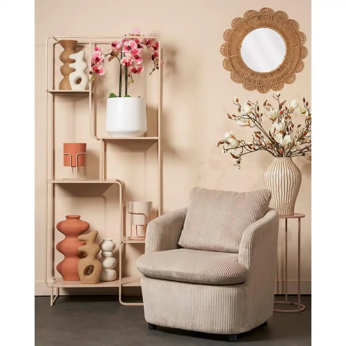 Jules Open Cabinet - L76 x B30 x H178 cm - Metall - hellbraun - HomeDesign Knaus