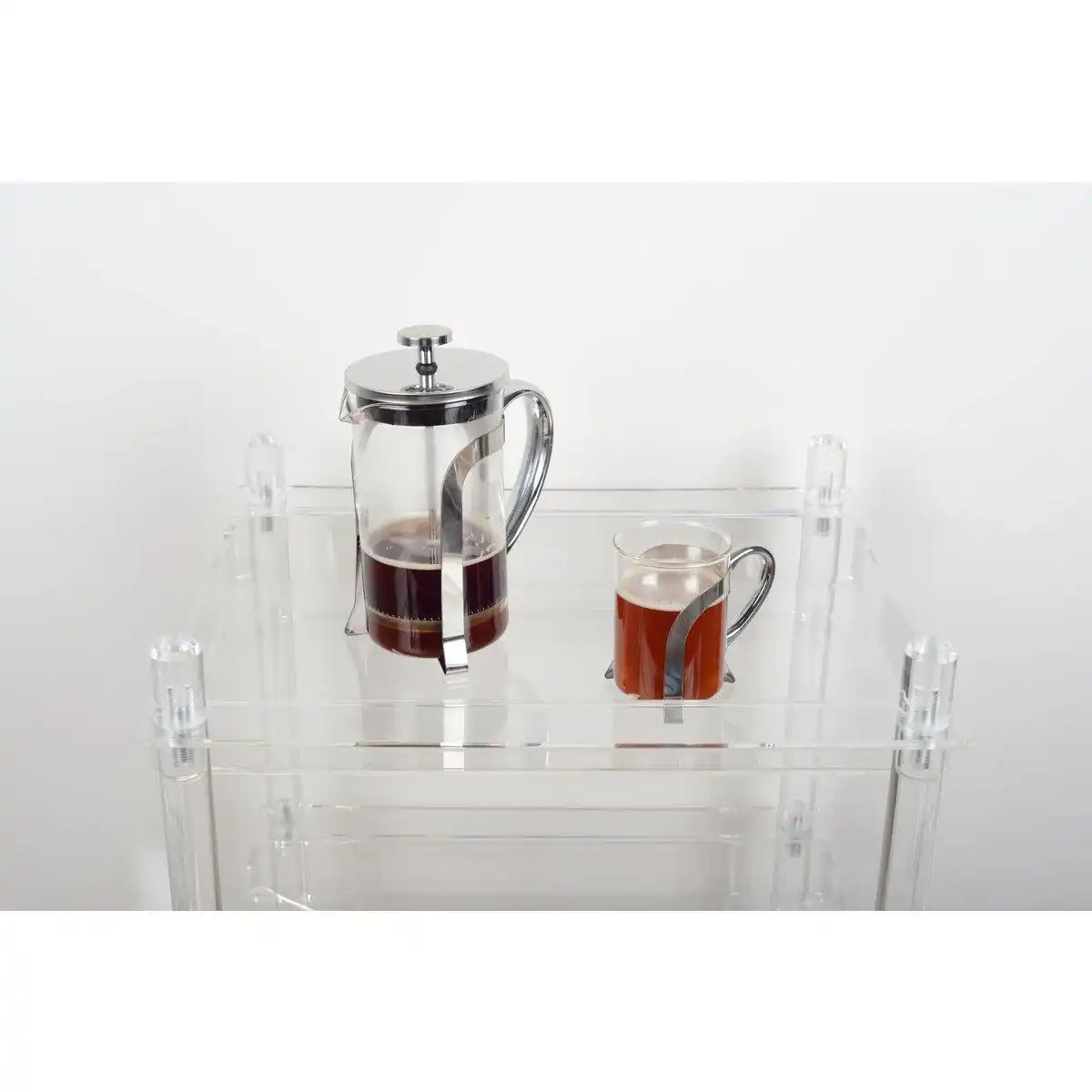 KAFFEEKANNE AUS GLAS MIT SILBERNER METALLDEKORATION 9X9X18CM - HomeDesign Knaus