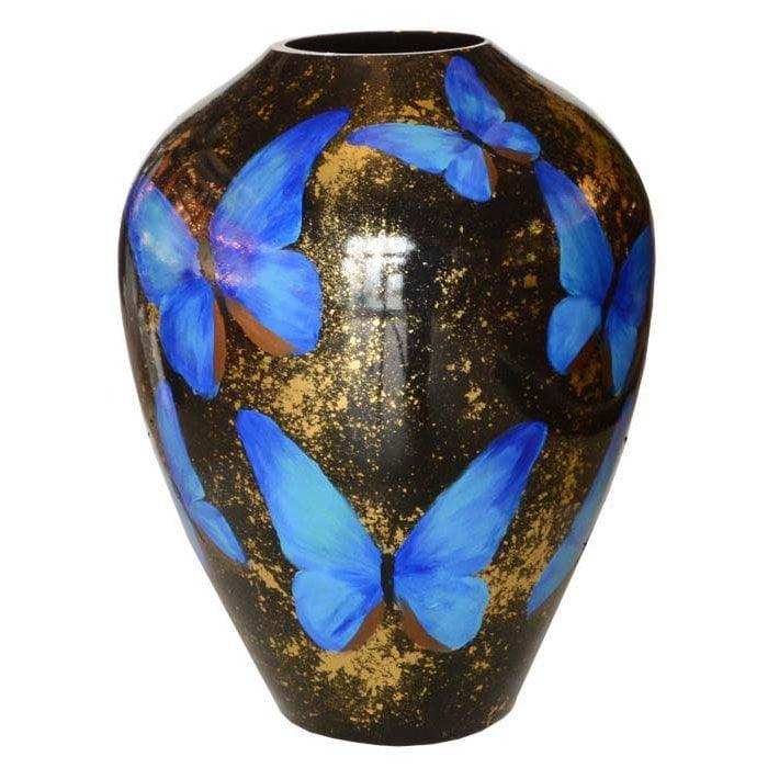 Kander M Schmetterling goldblau Ø27,5 x H35 cm - HomeDesign Knaus