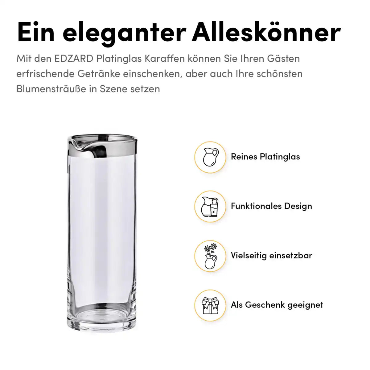 Karaffe Anis mundgeblasenes Kristallglas mit Platinrand 0,7L - HomeDesign Knaus