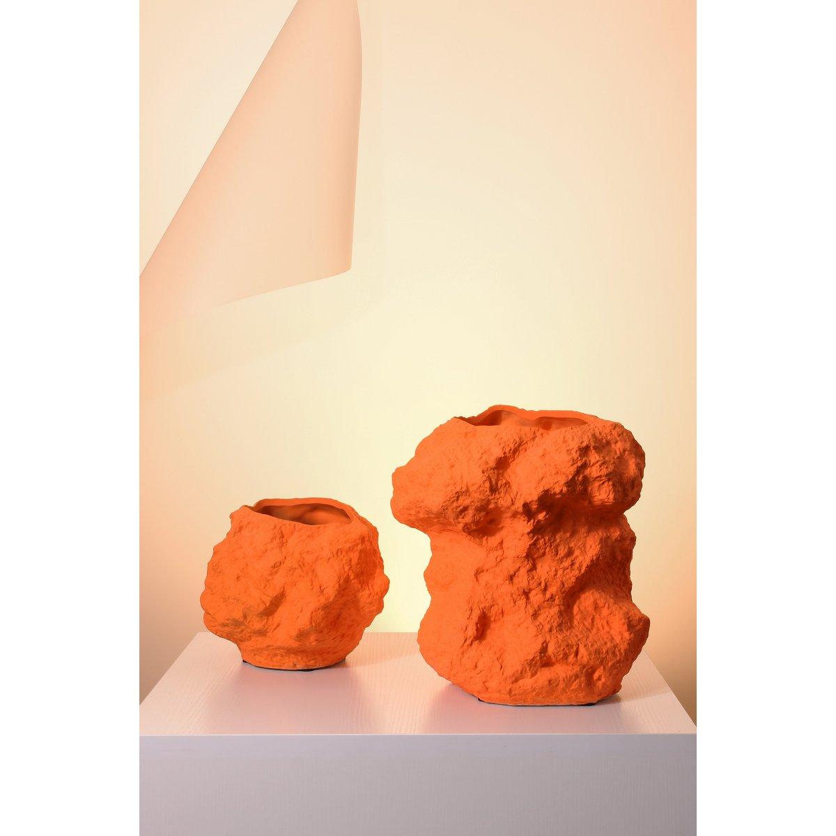 Keramikvase m. Rock-Look in trendigem Orange CHU32OR - HomeDesign Knaus