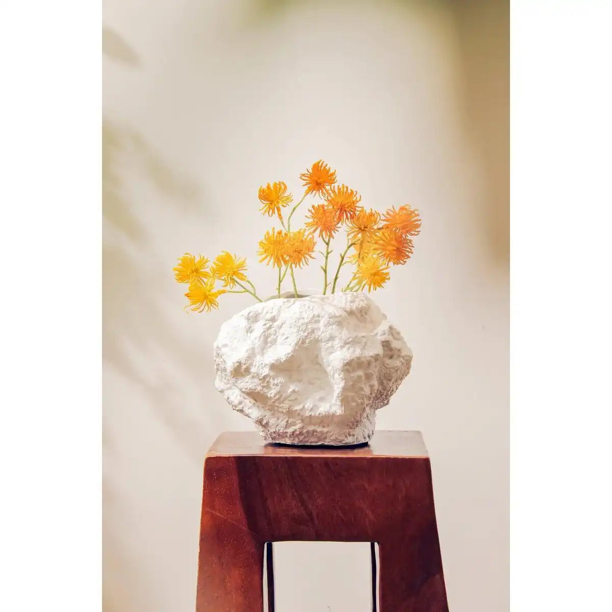 Keramikvase m. Rock-Look, trendiges Naturdesign.CHU20WH - HomeDesign Knaus