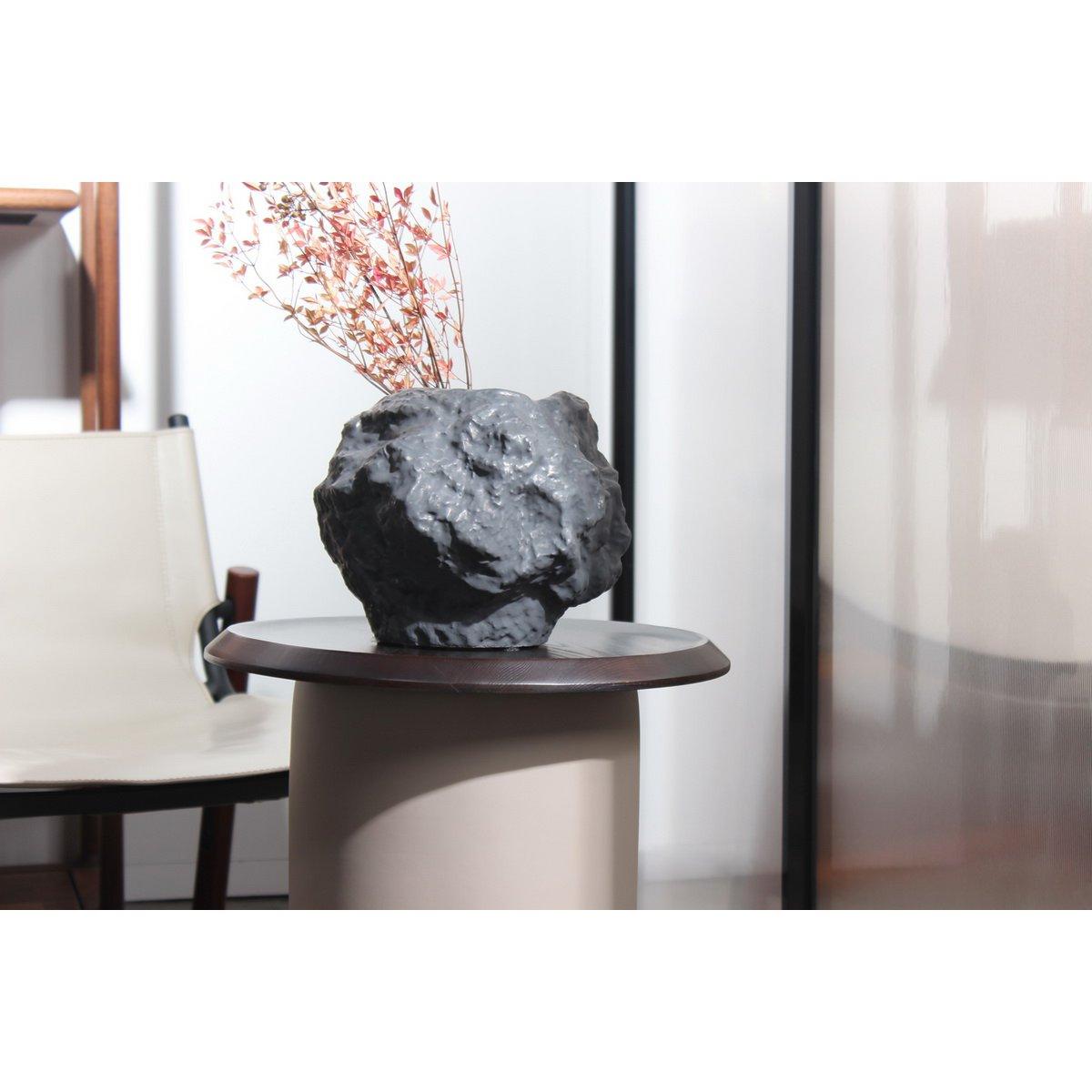 Keramikvase m. Rock-Look, trendiges Naturdesign. CHU20ZW - HomeDesign Knaus