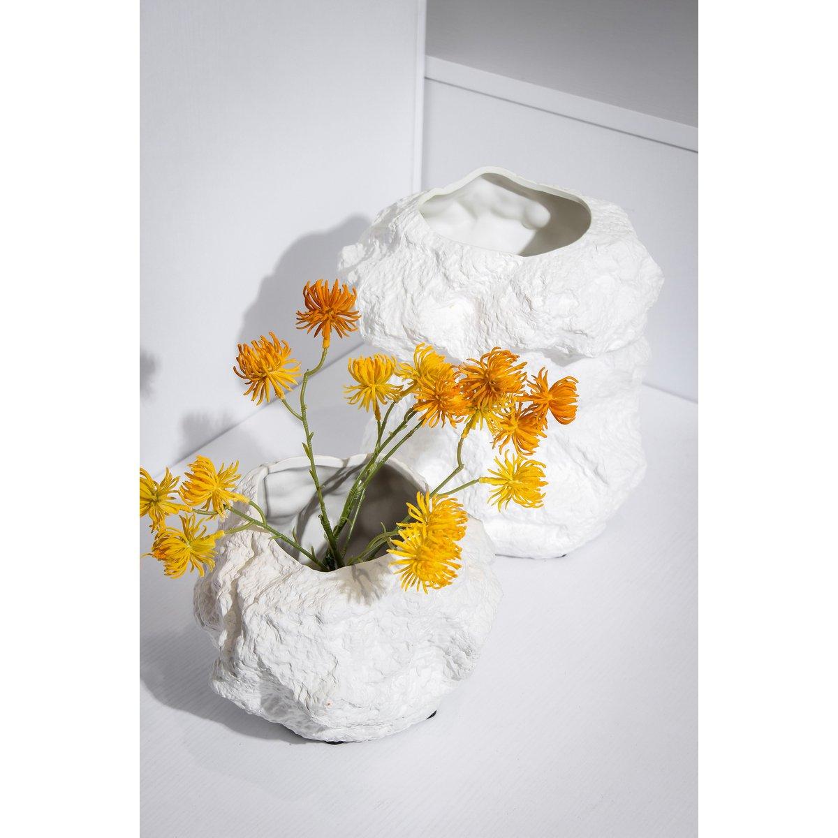 Keramikvase m. Rock-Look, trendiges Naturdesign. CHU32WH - HomeDesign Knaus