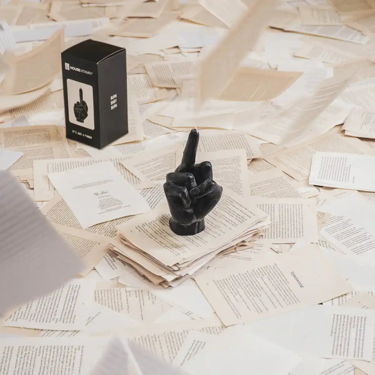 Kerze - Mittelfinger - Wachs - Schwarz - 570 Gramm - 10x9x17cm - HomeDesign Knaus