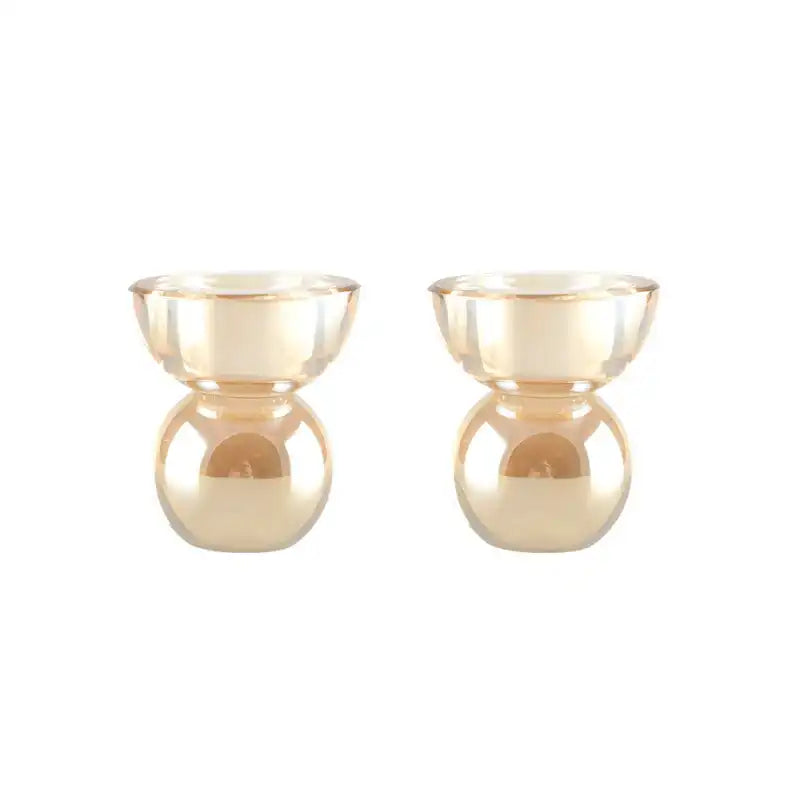 KERZENHALTER AUS BERNSTEINKRISTALL 7,5X7,5X8,5CM – 2ER-SET - HomeDesign Knaus