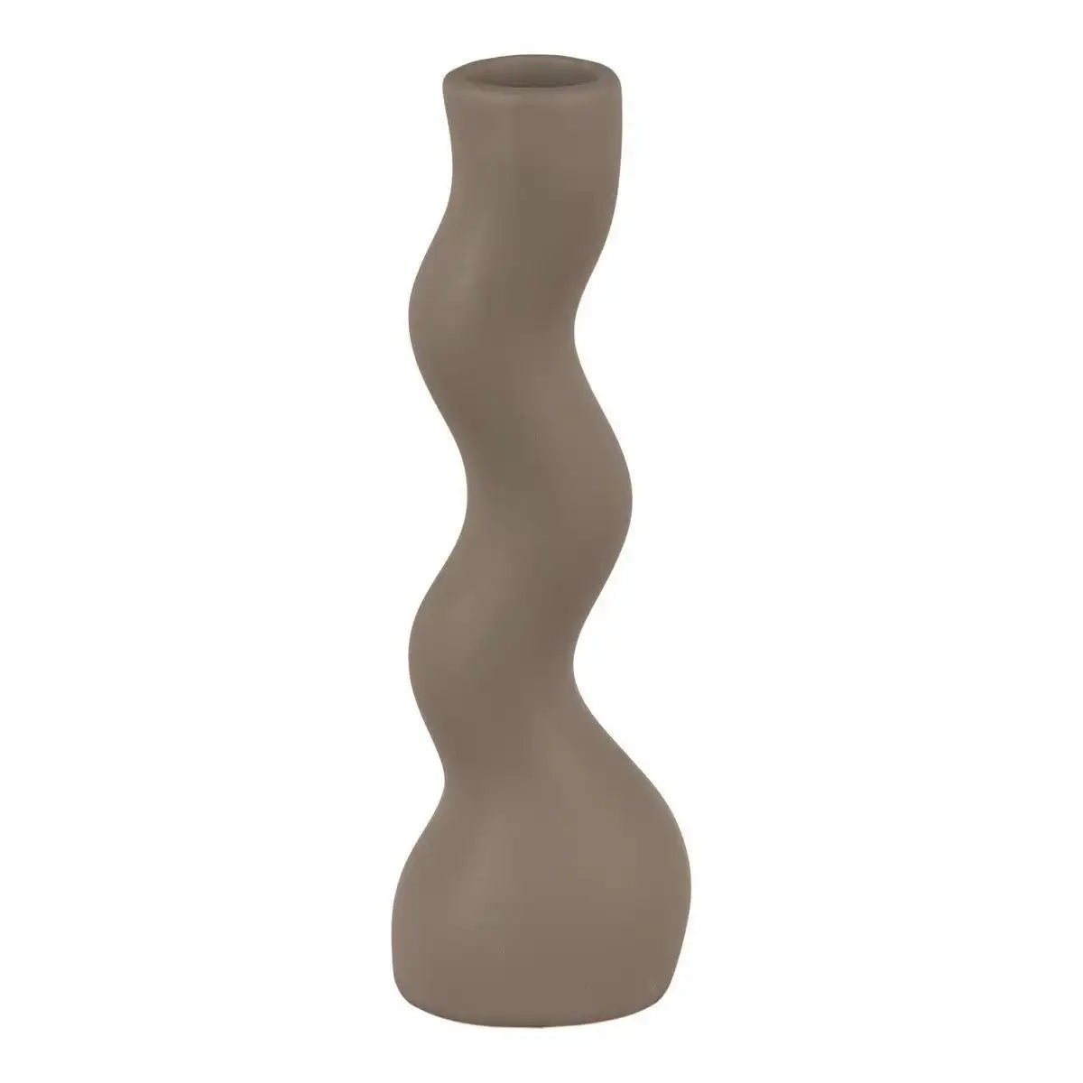 Kerzenhalter - Kerzenhalter aus Keramik, grau, 5,5x5,5x16,5 cm - HomeDesign Knaus