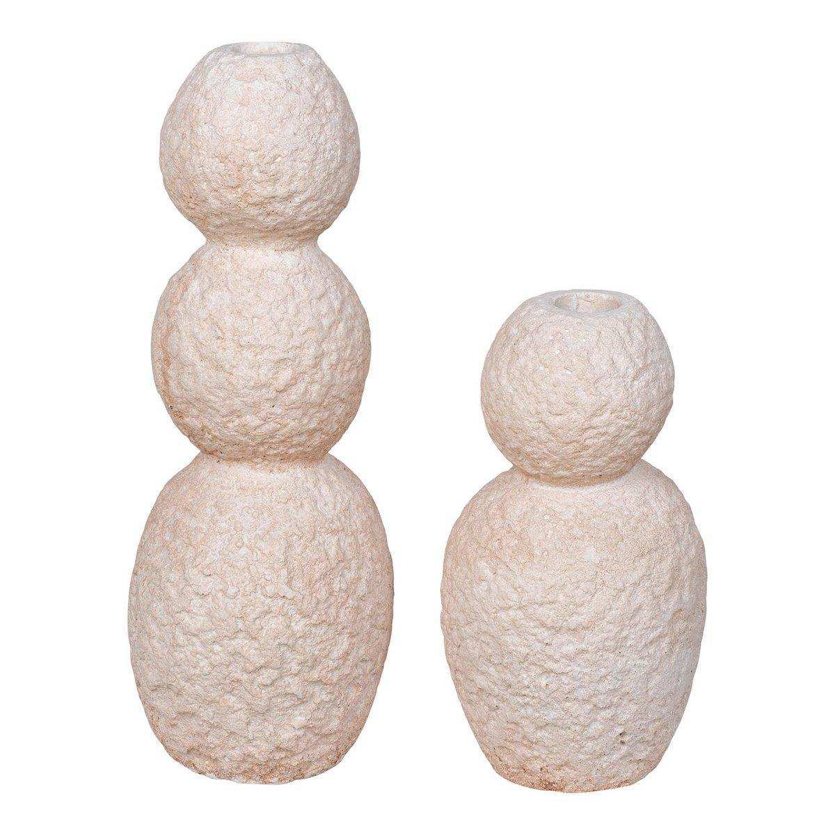 Kerzenhalter - Kerzenhalter, Zement, natur, 2er-Set - HomeDesign Knaus