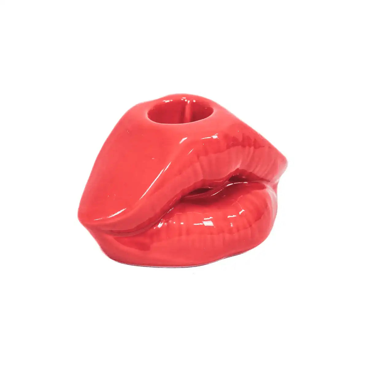 Kerzenhalter - Lippe - Keramik - Rot - 10,5x6,5x5,5cm - HomeDesign Knaus