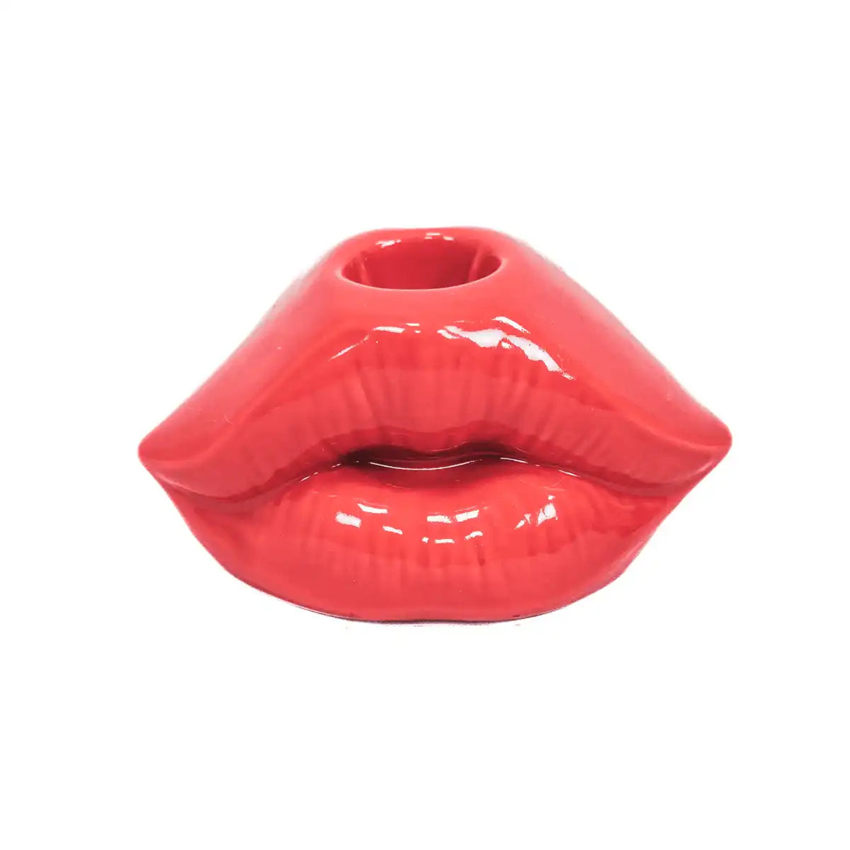 Kerzenhalter - Lippe - Keramik - Rot - 10,5x6,5x5,5cm - HomeDesign Knaus