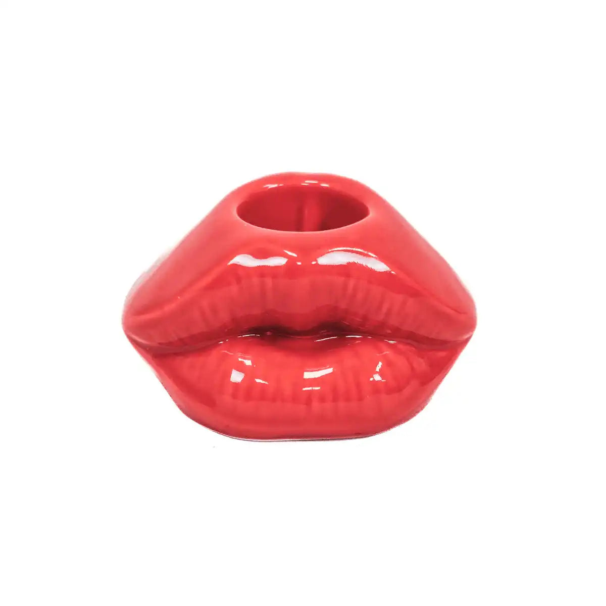 Kerzenhalter - Lippe - Keramik - Rot - 7x5,5x4cm - HomeDesign Knaus