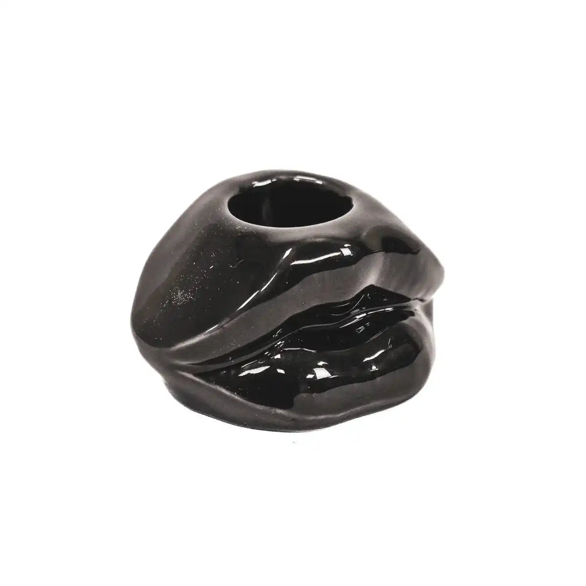 Kerzenhalter - Lippe - Keramik - Schwarz -7x5,5x4cm - HomeDesign Knaus