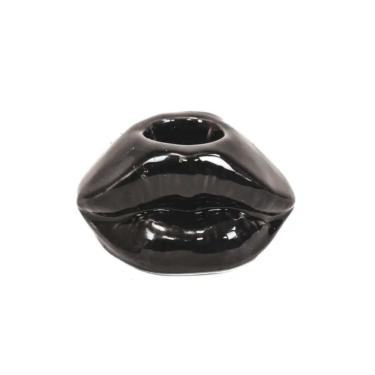 Kerzenhalter - Lippe - Keramik - Schwarz -7x5,5x4cm - HomeDesign Knaus
