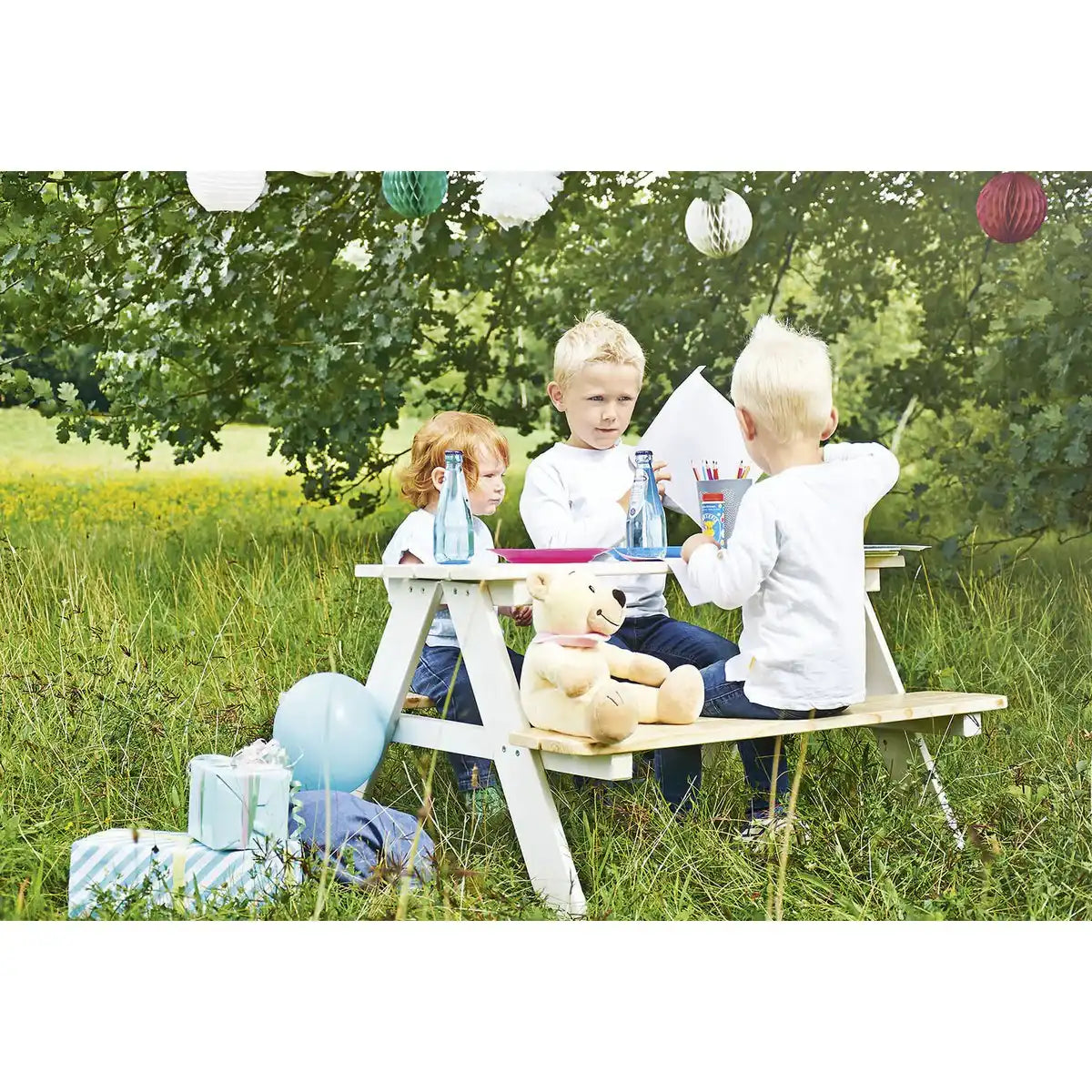 Kinder-Picknickbank 'Nicki für 4', weiß - HomeDesign Knaus