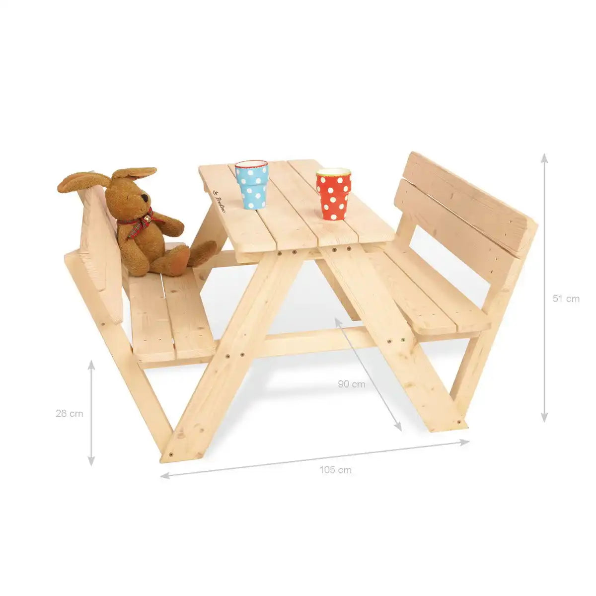 Kindersitzgarnitur 'Nicki für 4 mit Lehne', natur - HomeDesign Knaus