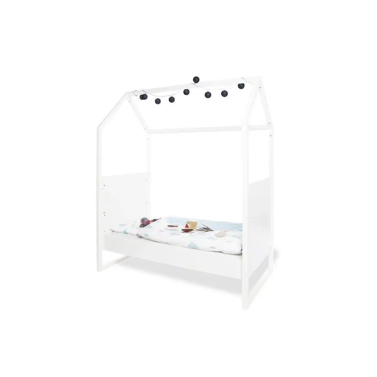 Kinderzimmer 'Hilda &Viktoria' breit, weiß3-teilig: Stubenbett, breite Wickelkommode, 2-türiger Kleiderschrank - HomeDesign Knaus