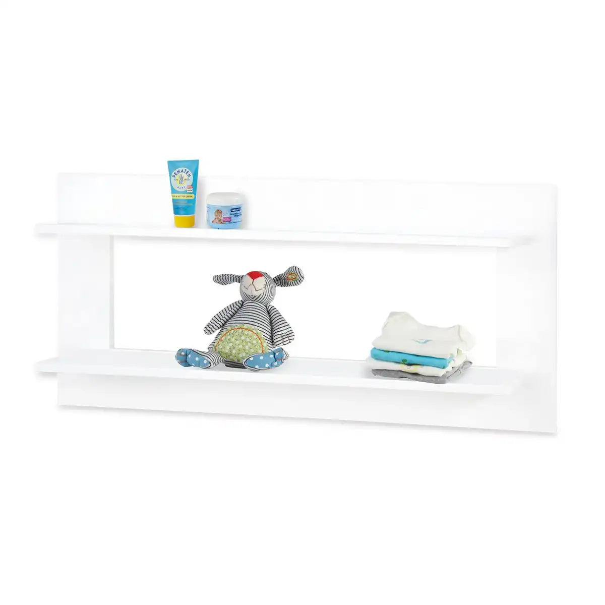 Kinderzimmer 'Polar' breit groß, inkl. Wandregal4-teilig: Kinderbett, breite Wickelkommode, großer Kleiderschrank, Wandregal - HomeDesign Knaus