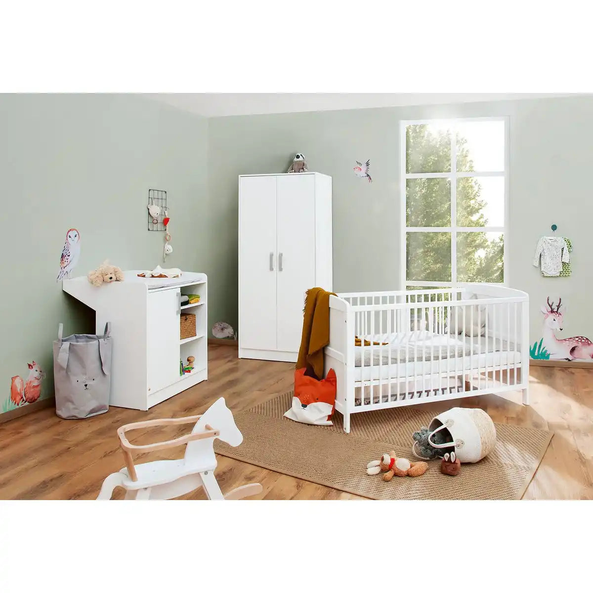 Kinderzimmer 'Viktoria'3-teilig: Kinderbett, Wickelkommode, 2-türiger Kleiderschrank - HomeDesign Knaus