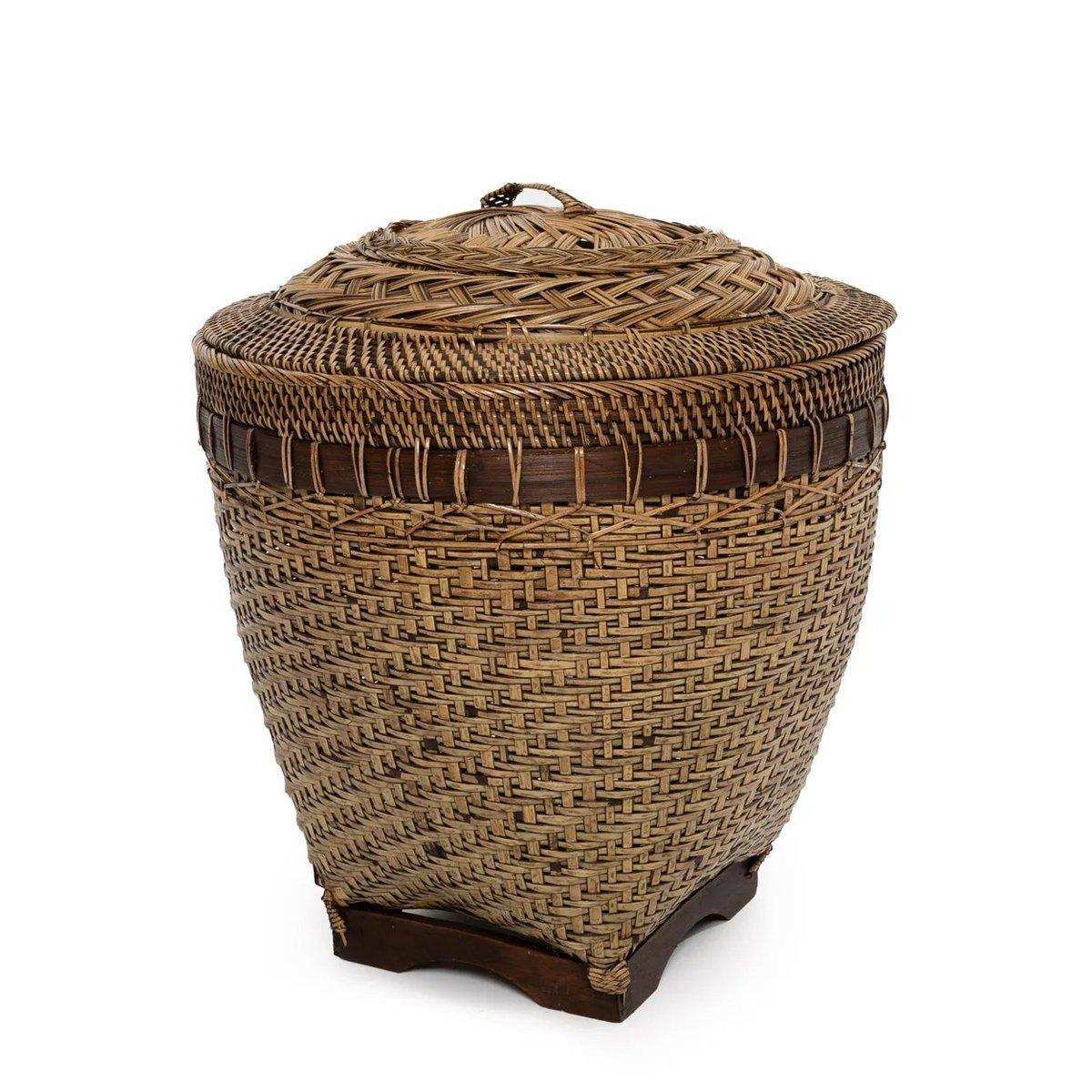 Koloniale Rattan Aufbewahrungskorb Braun Badezimmerkorb 40 cm - HomeDesign Knaus
