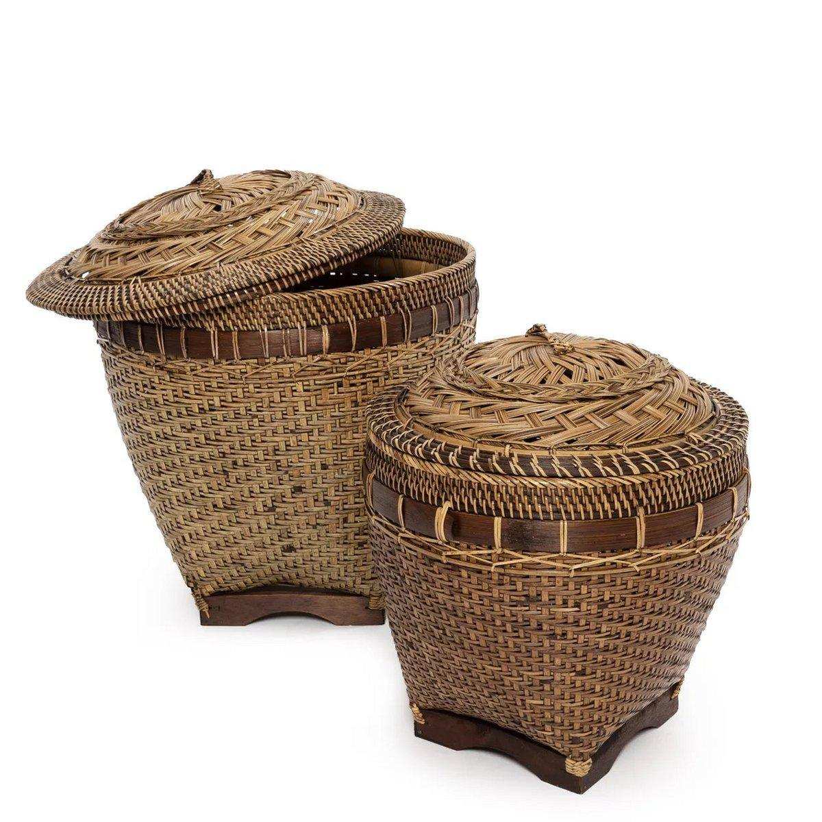 Koloniale Rattan Aufbewahrungskorb Braun Badezimmerkorb 40 cm - HomeDesign Knaus
