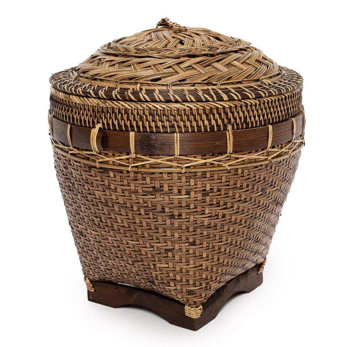 Koloniale Rattan Aufbewahrungskorb Braun Badezimmerkorb 45 cm - HomeDesign Knaus