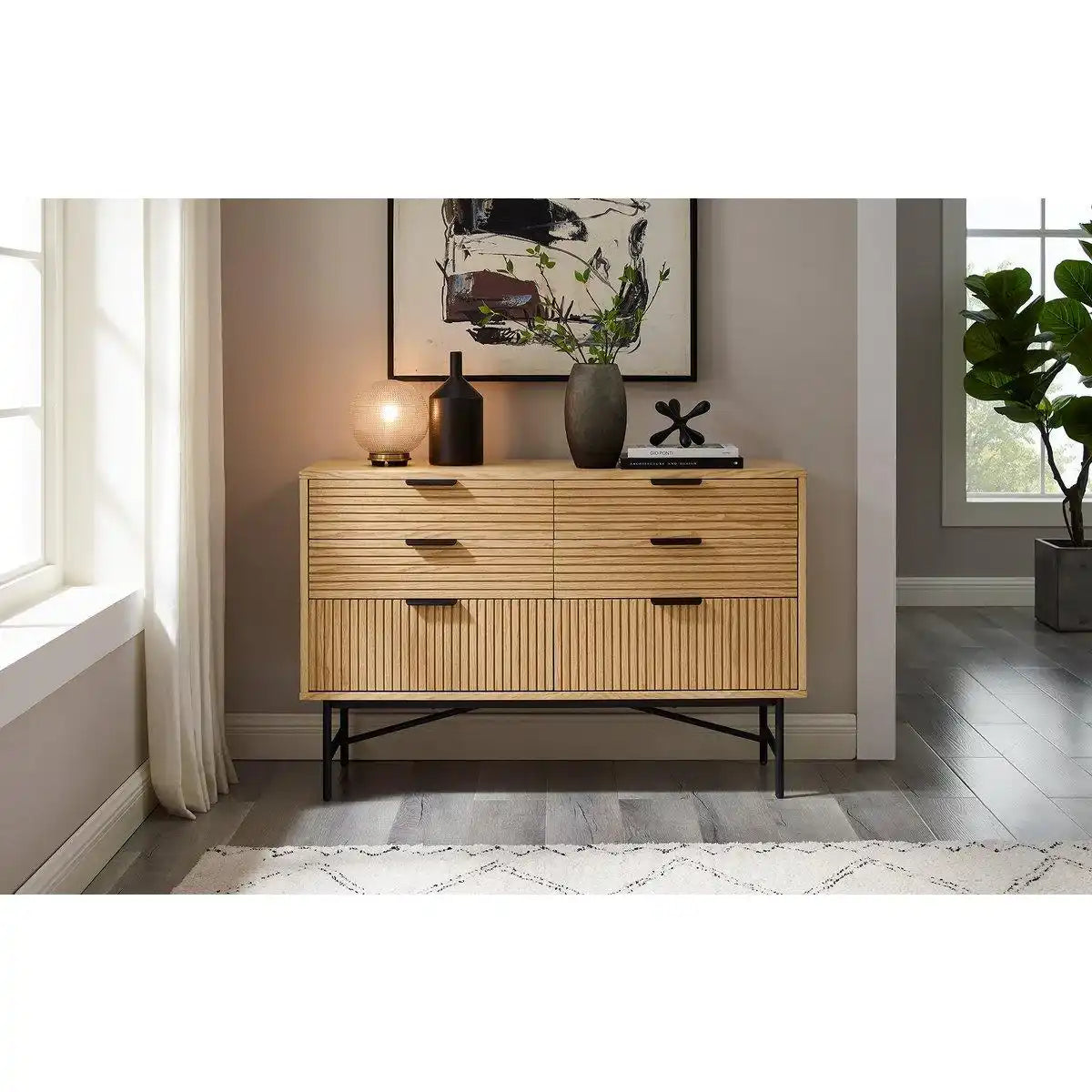 Kommode breit 120 cm Eiche Echtholzfurnier - HomeDesign Knaus