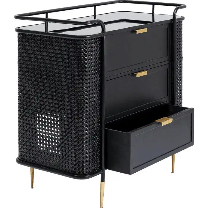 Kommode Fence lackierten Stahl Gestell Gold 3 Schubladen 80x80 cm - HomeDesign Knaus