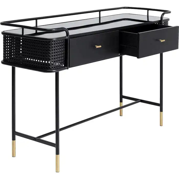 Konsole Konsolentisch Fence lackierten Stahl 2 Schubladen 120x80cm - HomeDesign Knaus