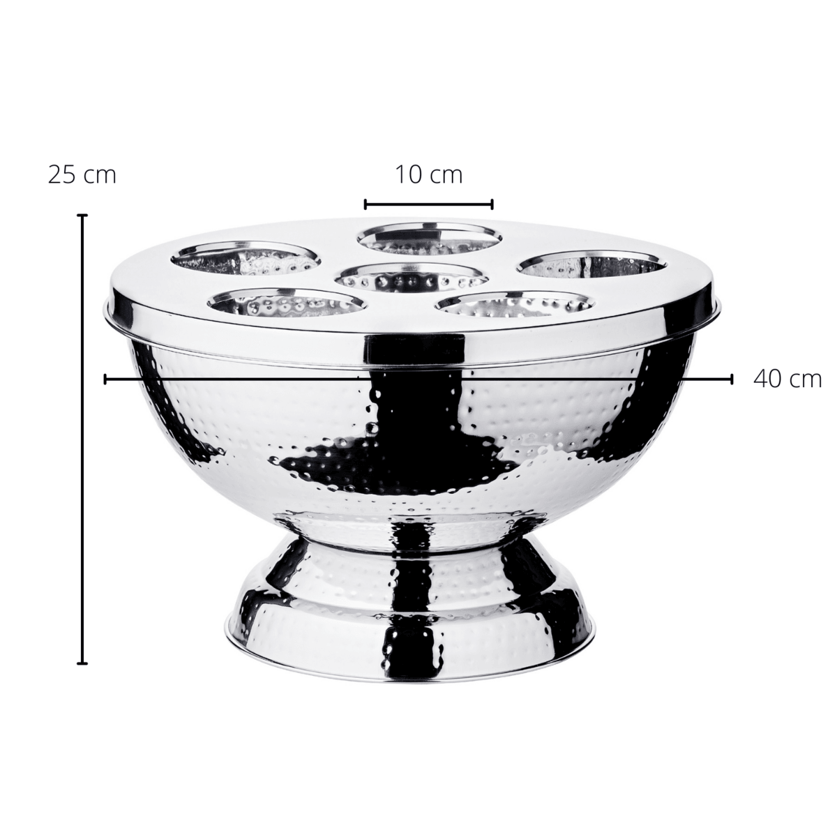 EDZARD Kühler Rockford abnehmbarer Deckel, Edelstahl hochglanzpoliert, außen gehämmert, ø 41 cm, H 25 cm - HomeDesign Knaus