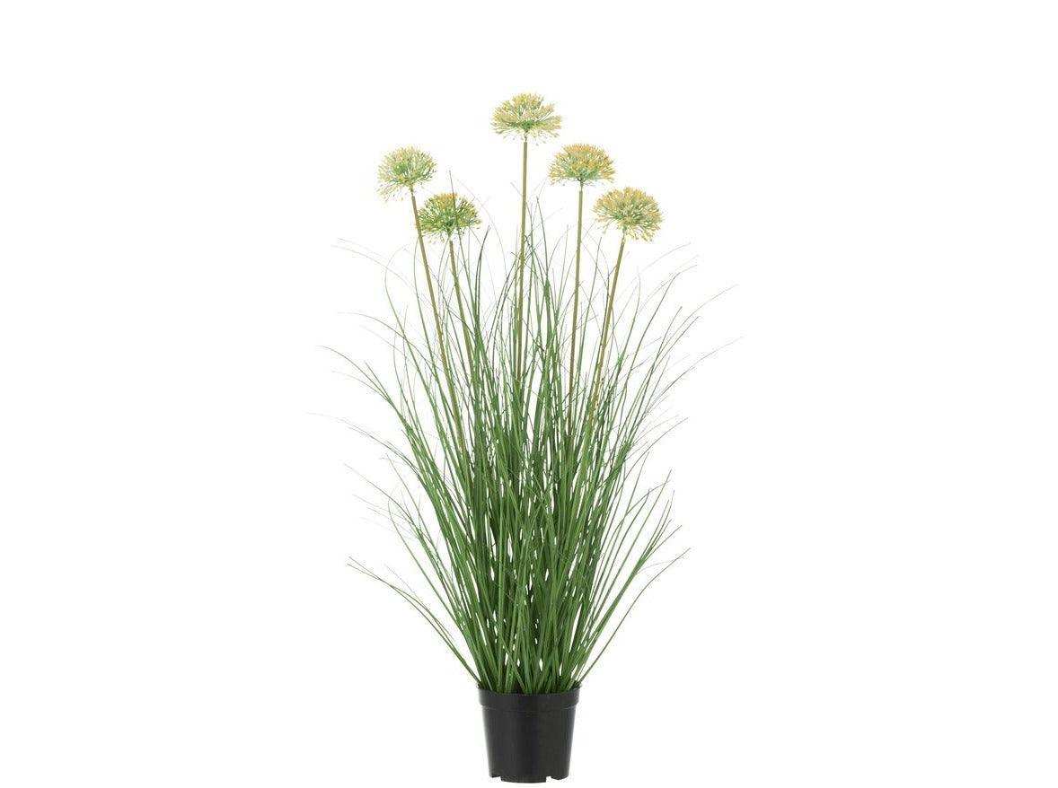Kunstpflanze Gras mit Blumen im Topf PVC-Grün 72 cm - HomeDesign Knaus
