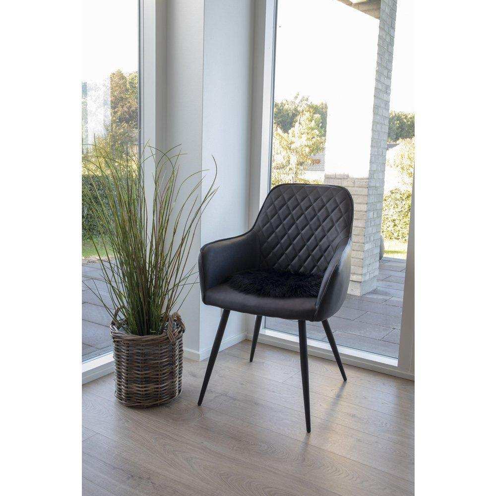 Lammfell Sitz Kunstleder - Lammfell Kunstleder in schwarz Ø 35 cm - HomeDesign Knaus