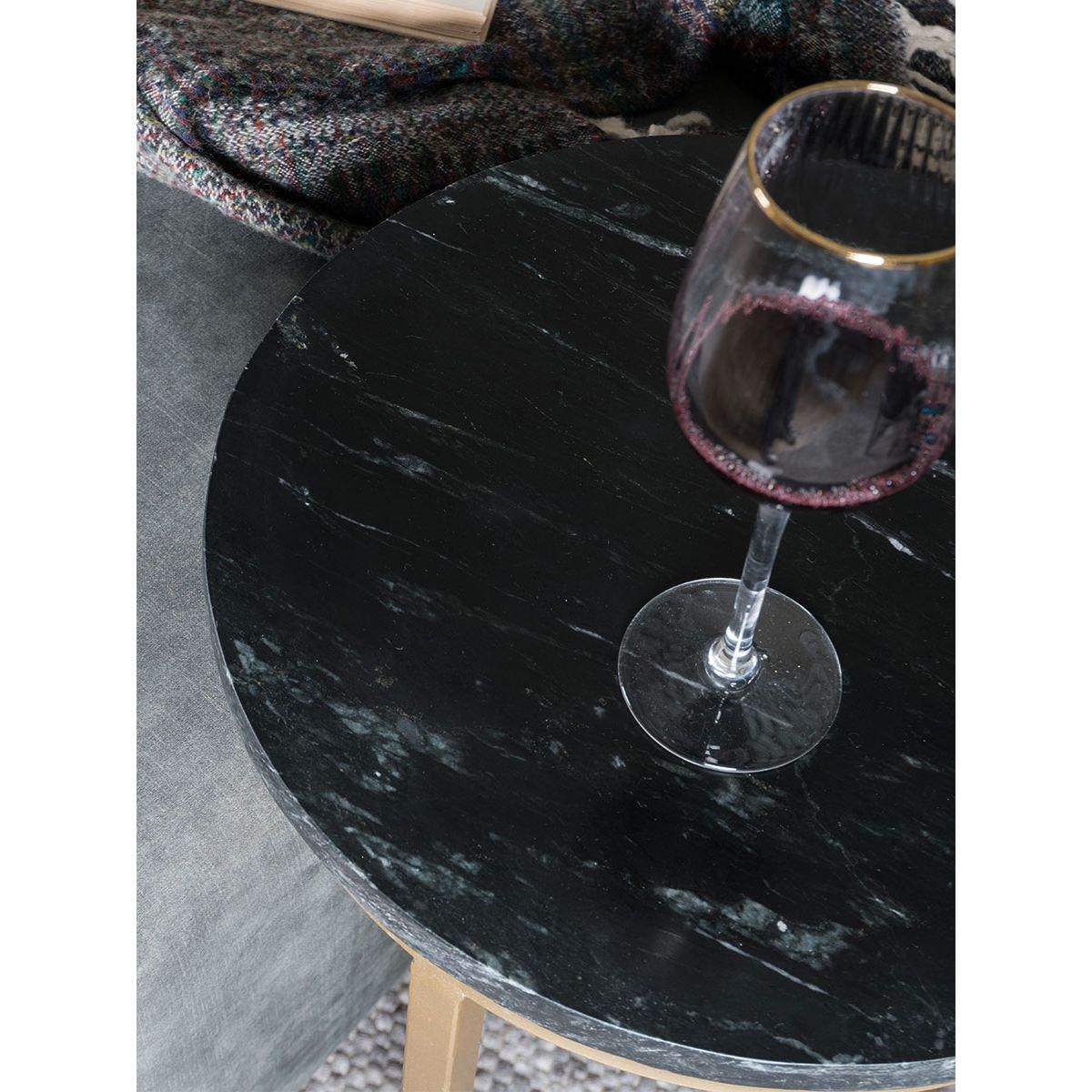 Laptoptisch Mitch Marble Round - Schwarz/Gold - HomeDesign Knaus