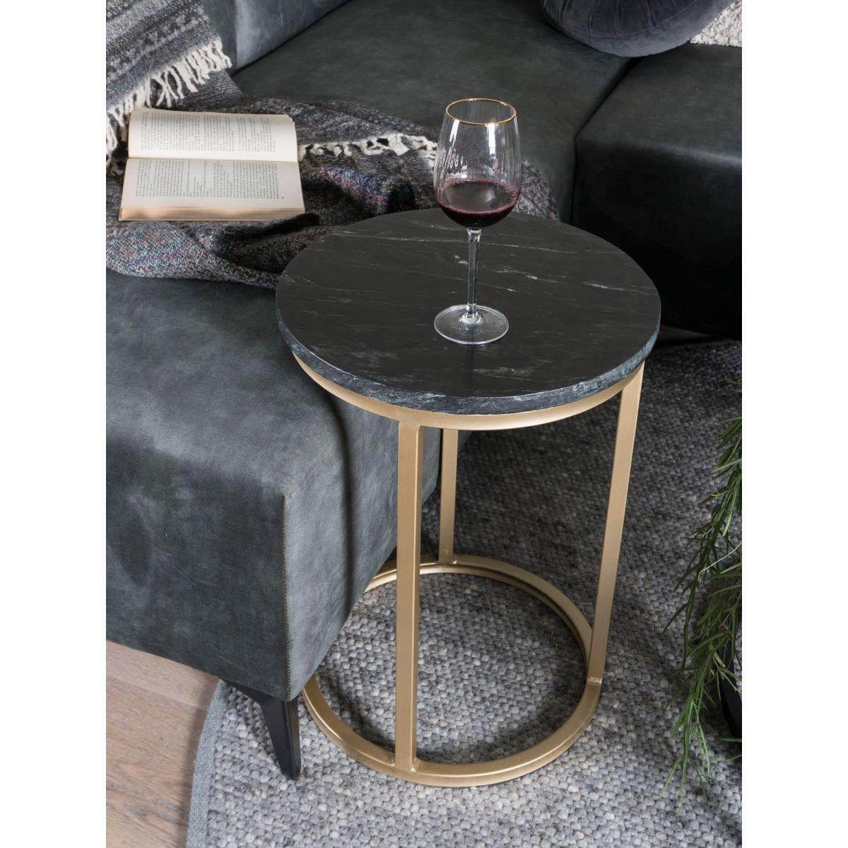 Laptoptisch Mitch Marble Round - Schwarz/Gold - HomeDesign Knaus