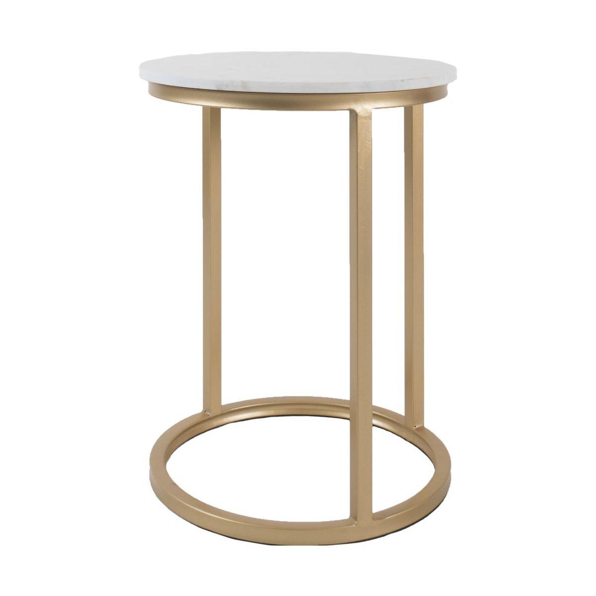 Laptoptisch Mitch Marble Round - Weiß/Gold - HomeDesign Knaus