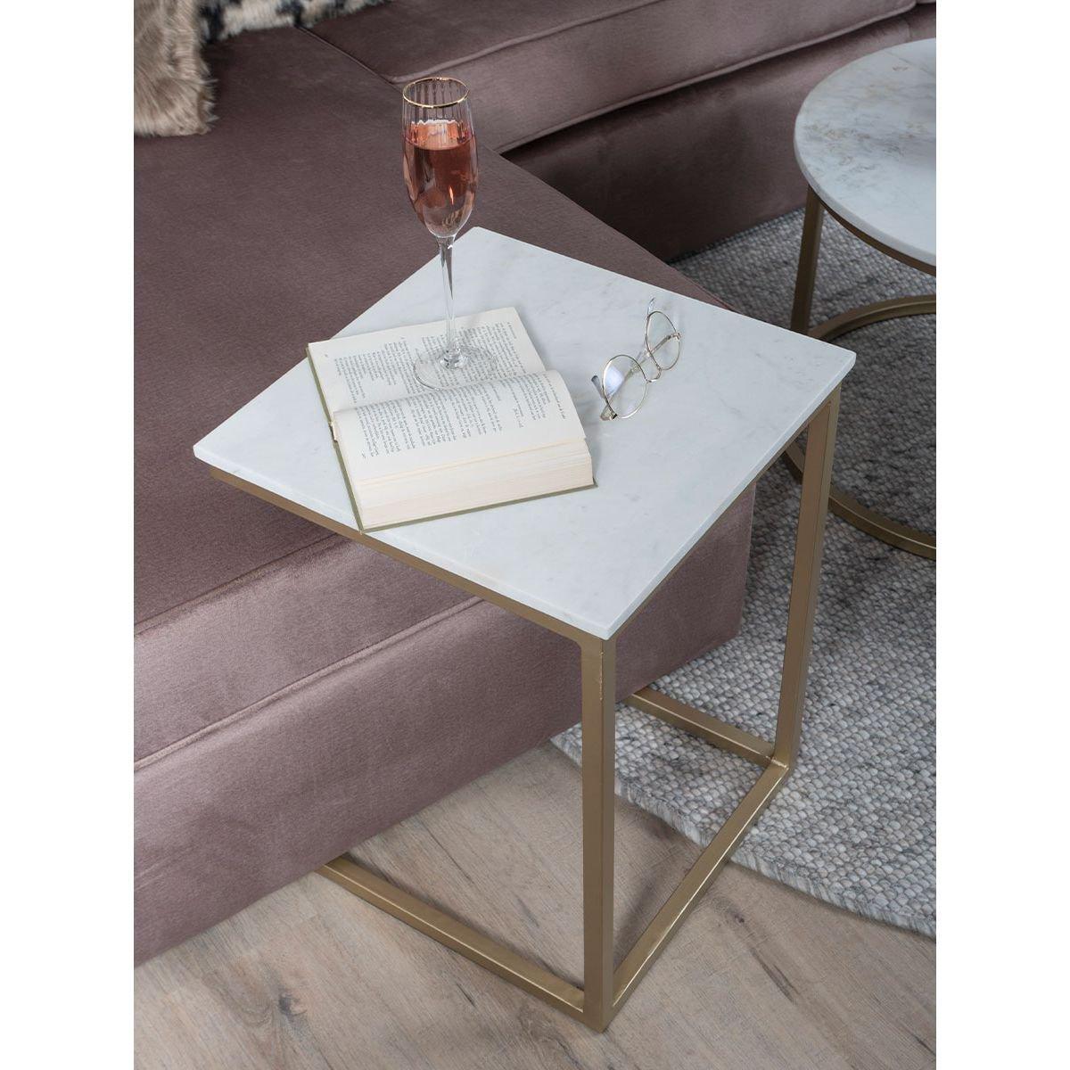 Laptoptisch Mitch Marble - Weiß/Gold - HomeDesign Knaus