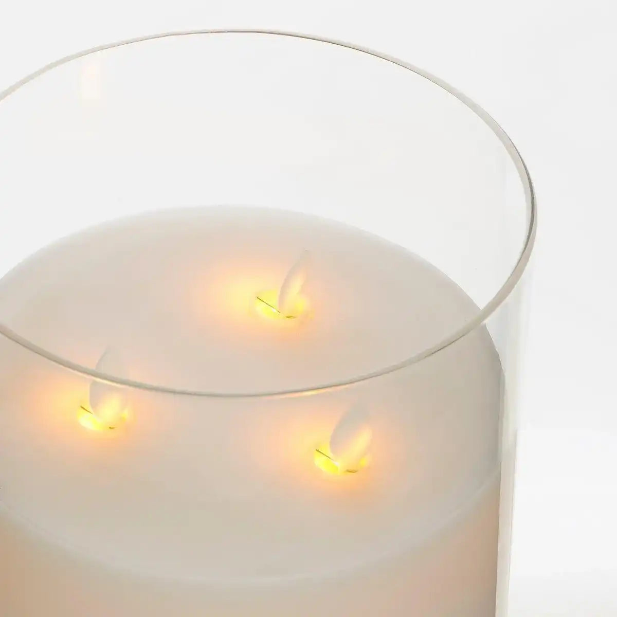 LED-Kerze – H20 x Ø15 cm – Glas/Wachs – Transparent - HomeDesign Knaus
