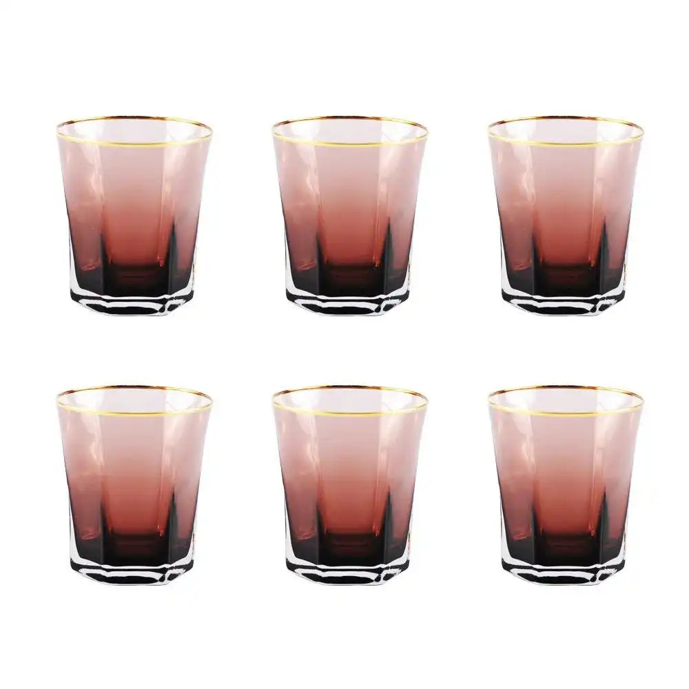 LILA NIEDRIGE BECHER MIT GOLDRAND - 6ER-SET - HomeDesign Knaus