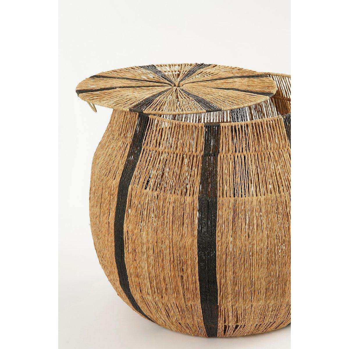 Liliano Korb – 2er-Set – H48 x Ø50 cm – Jute – Schwarz - HomeDesign Knaus