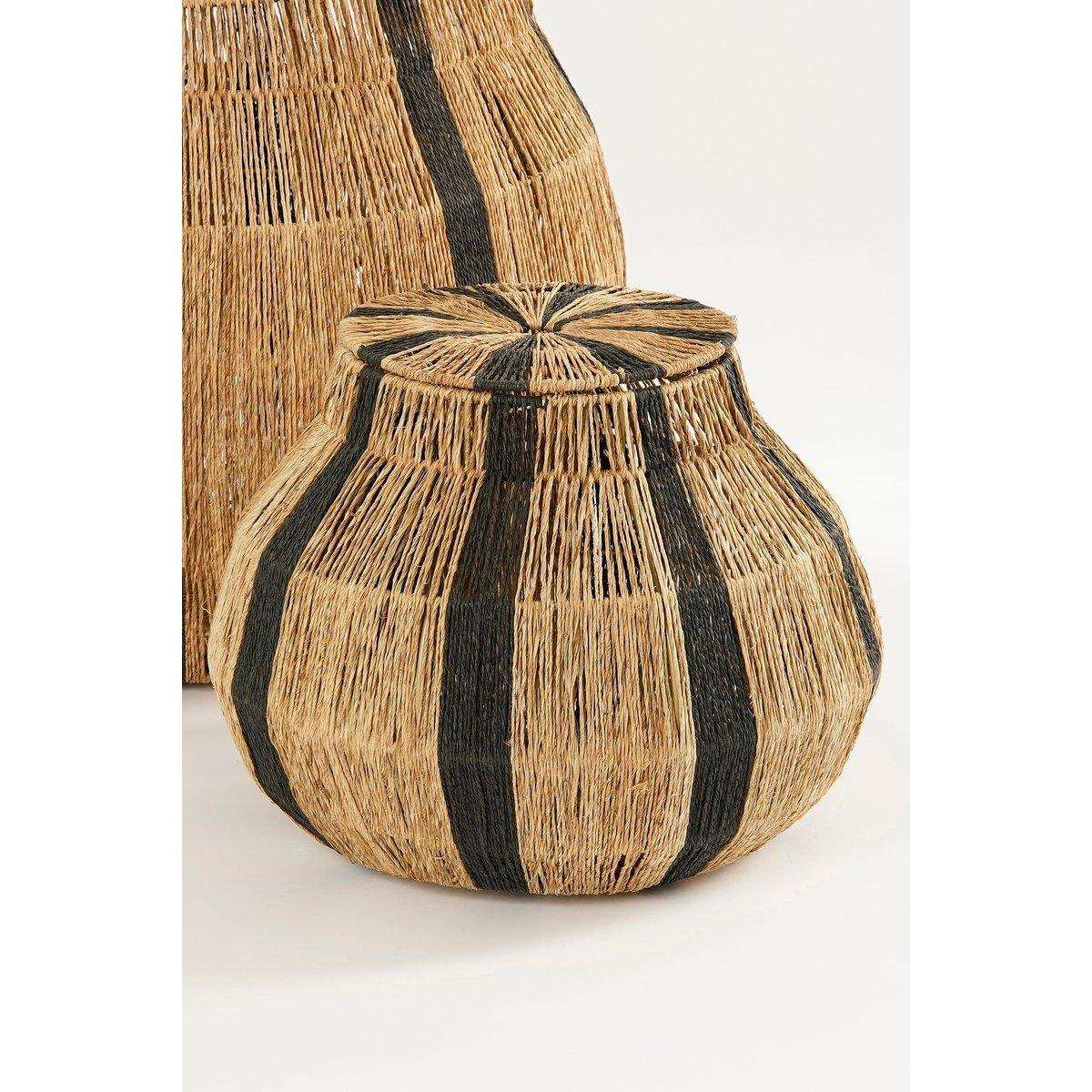 Liliano Korb – 2er-Set – H48 x Ø50 cm – Jute – Schwarz - HomeDesign Knaus