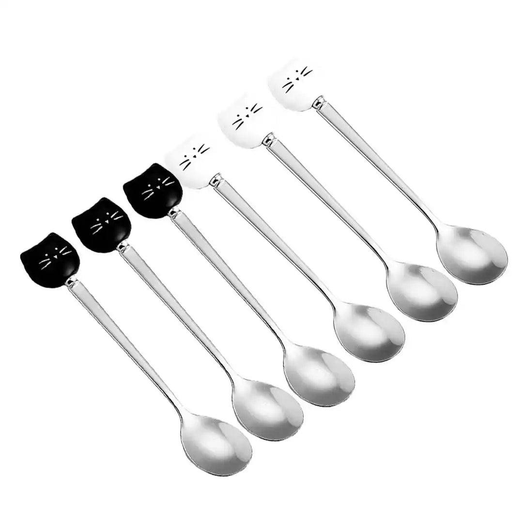Löffel weiße und schwarze Katzen - 6 -Set von 6 - HomeDesign Knaus