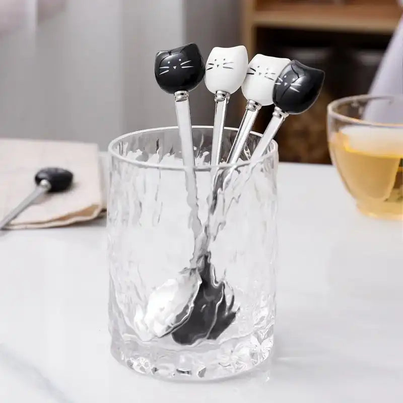 Löffel weiße und schwarze Katzen - 6 -Set von 6 - HomeDesign Knaus