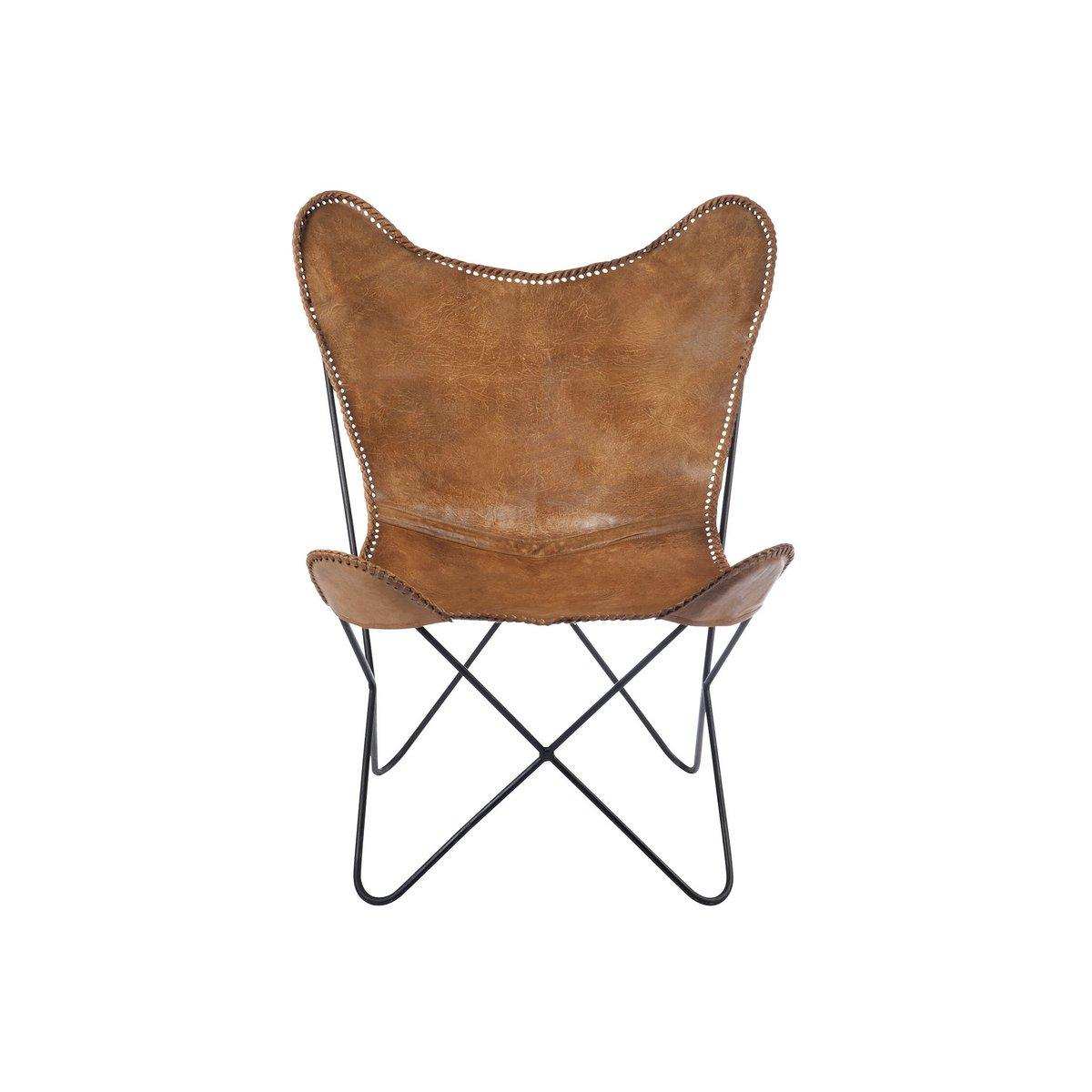Loungesessel – Leder/Metall – Cognac - HomeDesign Knaus